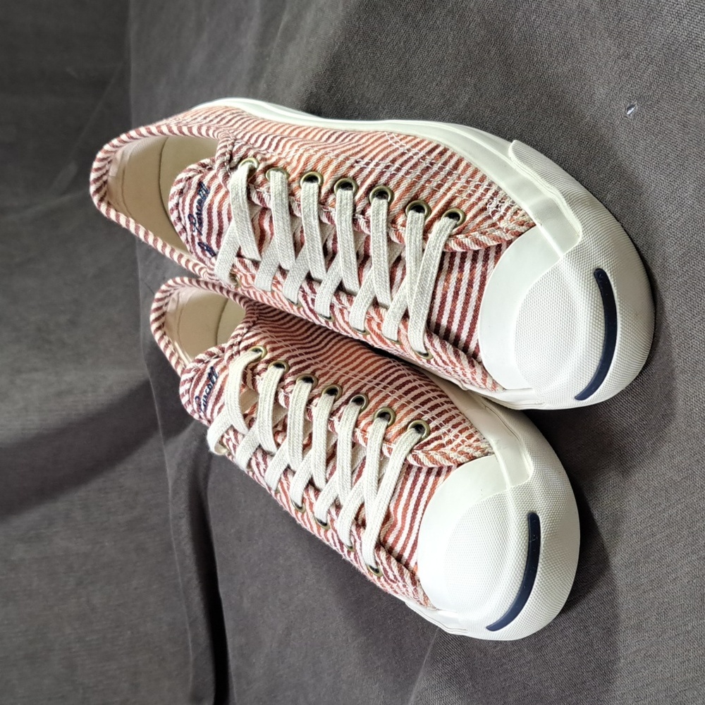 Converse Red and White Striped Sneakers